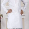 White Cotton Embroidered Kurta Pyjama Party Wear