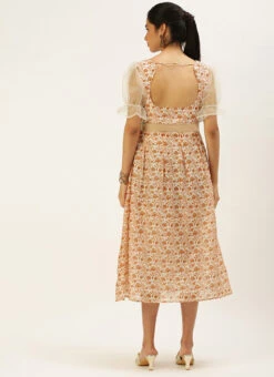 White Digital Printed Art Silk Dress After Six Wear -C Bazaar Shop White Digital Printed Art Silk Dress DRBS02208475 b