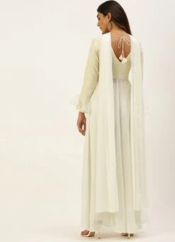 White Embroidered Anarkali Suit Party Wear Festive Wear -C Bazaar Shop White Embroidered Anarkali Suit SLBS02205043 b