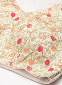 White Embroidered Art Silk V Neck Blouse Festive Wear -C Bazaar Shop White Embroidered Art Silk V Neck Blouse BLBS02303854 rrc1