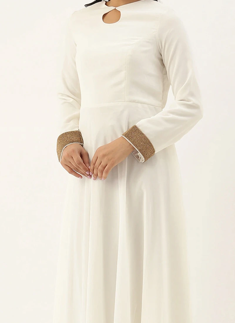 White Embroidered Jacket Style Anarkali Suit Festive Wear 1 White Embroidered Jacket Style Anarkali Suit Festive Wear