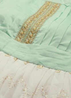 White Embroidered Pleated Style Gown Party Wear -C Bazaar Shop White Embroidered Pleated Style Gown IWBS02209734 rrc1 1