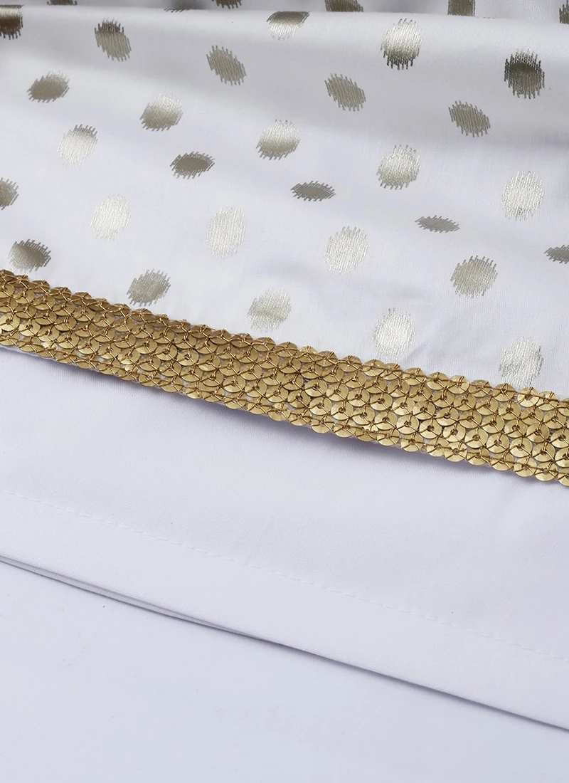 White Foil Print Knee Length Kurta Set Festive Wear 7 White Foil Print Knee Length Kurta Set Festive Wear - Image 7