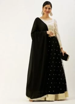 White Foil Print Viscose Black Lehenga Festive Wear Wedding Wear 10 White Foil Print Viscose Black Lehenga Festive Wear Wedding Wear -C Bazaar Shop White Foil Print Viscose Black Lehenga GHBS02205025 u 1