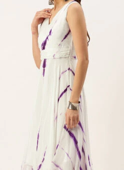 White Georgette Tie N Dye Dress After Six Wear