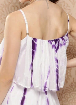 White Georgette Tie N Dye Jumpsuit After Six Wear -C Bazaar Shop White Georgette Tie N Dye Jumpsuit DRBS02301104 rrc2