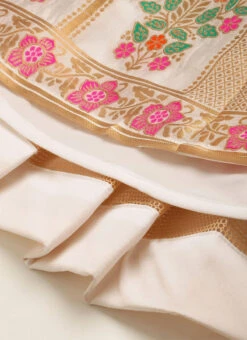 White Jacquard N Hot Pink Georgette Kali Gown Party Wear -C Bazaar Shop White Jacquard N Hot Pink Georgette Kali Gown IWBS02201193 rrc4