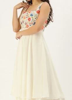 White Layered Anarkali Straight Pant Suit Wedding Wear Festive Wear