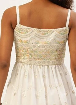 Top From White N Pink Peplum Top Gharara Set After Six Wear -C Bazaar Shop White N Pink Peplum Top Gharara Set IWBS02209675 rrc3