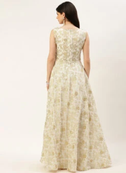 White Nylon Jacquard Festive Wear -C Bazaar Shop White Nylon Jacquard DRBS02301036 b