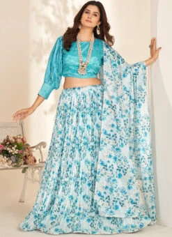 White Organza Digital Print Umbrella Lehenga Festive Wear -C Bazaar Shop White Organza Digital Print Umbrella Lehenga GHSKLV2007 u