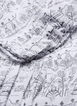 White Rayon Printed Gathered Maxi Dress Festive Wear -C Bazaar Shop White Rayon Printed Gathered Maxi Dress DRBS02105422 rrc3