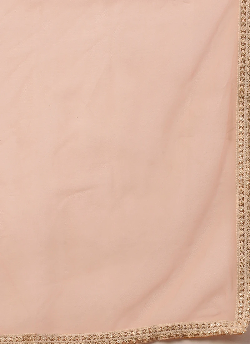 Dupatta From White Sequins N Peach Net Tiered Lehenga After Six Wear 7 Dupatta From White Sequins N Peach Net Tiered Lehenga After Six Wear - Image 7