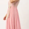 White Sequins N Pink Georgette Flared Gown Party Wear
