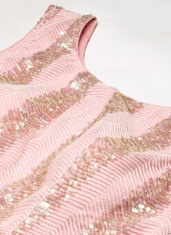 White Sequins N Pink Georgette Flared Gown Party Wear -C Bazaar Shop White Sequins N Pink Georgette Flared Gown IWBS02301810 rrc1