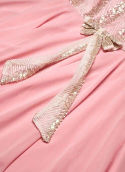 White Sequins N Pink Georgette Flared Gown Party Wear -C Bazaar Shop White Sequins N Pink Georgette Flared Gown IWBS02301810 rrc3