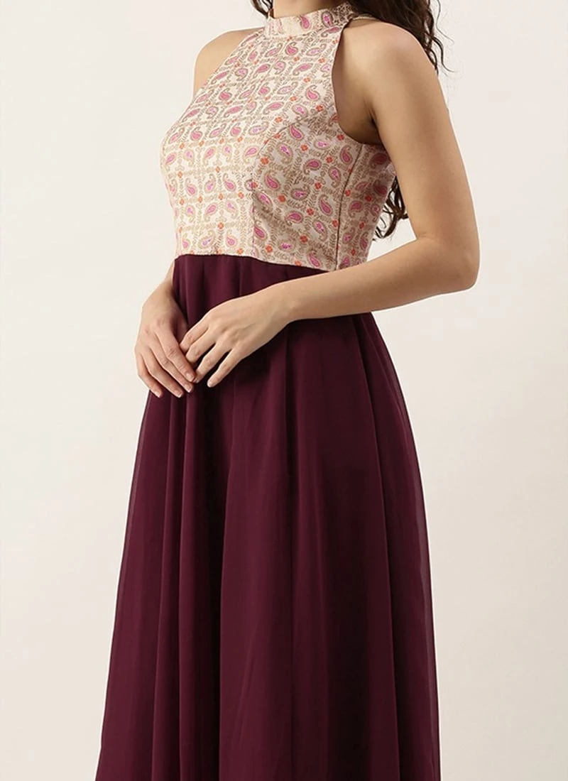 White Tie N Dye Nylon Purple Flared Dress Festive Wear 1 White Tie N Dye Nylon Purple Flared Dress Festive Wear