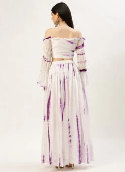 Skirt From White Viscose Tie N Dye Co Ords Set After Six Wear -C Bazaar Shop White Viscose Tie N Dye Co Ords Set IWBS02211253 b