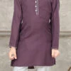 Wine Art Silk Kids Boys Kurta Pyjama Party Wear