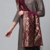 Wine Benarasi Silk Jacquard Woven Dupatta Festive Wear
