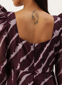 Wine Digital Printed Organza Dress Party Wear -C Bazaar Shop Wine Digital Printed Organza Dress DRBS02303827 rrc2