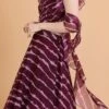 Wine Digital Printed Organza Lehenga Set Party Wear