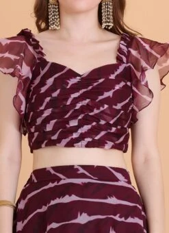 Wine Digital Printed Organza Lehenga Set Party Wear -C Bazaar Shop Wine Digital Printed Organza Lehenga Set GHBS02304002 rrc1 1