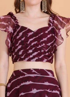 Dupatta From Wine Digital Printed Organza Lehenga Set After Six Wear -C Bazaar Shop Wine Digital Printed Organza Lehenga Set GHBS02304002 rrc1
