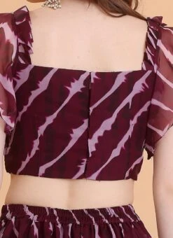 Wine Digital Printed Organza Lehenga Set Party Wear -C Bazaar Shop Wine Digital Printed Organza Lehenga Set GHBS02304002 rrc2 1