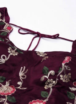 Wine Embroidered Low Neck Lehenga Festive Wear -C Bazaar Shop Wine Embroidered Low Neck Lehenga GHBS02205860 rrc1