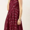 Wine Foil Printed Chinon Maxi Dress Festive Wear