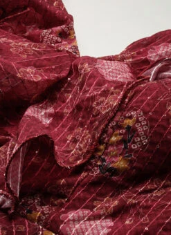 Wine Georgette Digital Print V Neck Gown Party Wear -C Bazaar Shop Wine Georgette Digital Print V Neck Gown IWBS02301782 rrc1