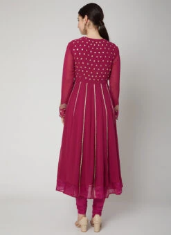 Wine Georgette Sequins Embroidered Anarkali Suit Wedding Wear -C Bazaar Shop Wine Georgette Sequins Embroidered Anarkali Suit SLDVC174 b