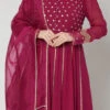 Wine Georgette Sequins Embroidered Anarkali Suit Wedding Wear
