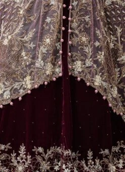 Wine Velvet Hand Work Lehenga N Onion Pink Net Long Choli With Dupatta Wedding Wear -C Bazaar Shop Wine Velvet Hand Work Lehenga N Onion Pink Net Long Choli With Dupatta GHCBF5528 rrc3