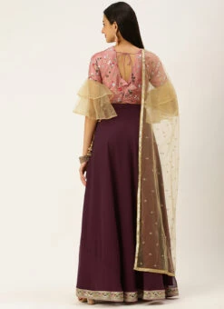 Wine Viscose Embroidered Pink Lehenga Wedding Wear 11 Wine Viscose Embroidered Pink Lehenga Wedding Wear -C Bazaar Shop Wine Viscose Embroidered Pink Lehenga GHBS02205063 b