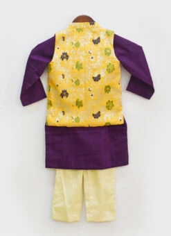 Yellow Brocade Jacket With Purple Kurta And Chudid -C Bazaar Shop Yellow Brocade Jacket with Purple Kurta and Chudid KDBDFK1904 b
