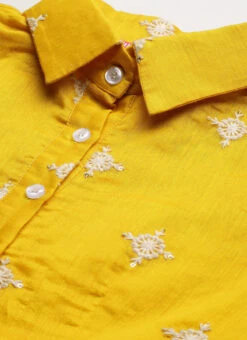 Yellow Chanderi Cotton Tiered Dress Festive Wear -C Bazaar Shop Yellow Chanderi Cotton Tiered Dress DRBS02205872 rrc1
