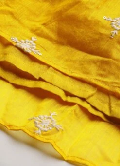 Yellow Chanderi Cotton Tiered Dress Festive Wear -C Bazaar Shop Yellow Chanderi Cotton Tiered Dress DRBS02205872 rrc3