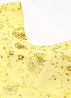 Yellow Chinon Embroidered Blouse Festive Wear -C Bazaar Shop Yellow Chinon Embroidered Blouse BLBS02303802 rrc1