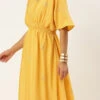 Yellow Chinon Kaftan Dress Festive Wear