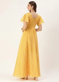 Yellow Digital Print High N Low Style Dress After Six Wear -C Bazaar Shop Yellow Digital Print High N Low Style Dress DRBS02306371 b