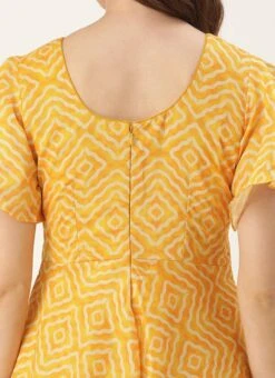 Yellow Digital Print High N Low Style Dress After Six Wear -C Bazaar Shop Yellow Digital Print High N Low Style Dress DRBS02306371 rrc2
