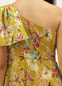 Yellow Digital Printed Dress After Six Wear -C Bazaar Shop Yellow Digital Printed Dress DRBS02208547 rrc2