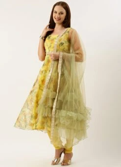 Top From Yellow Digital Printed Organza Suit Set After Six Wear 10 Top From Yellow Digital Printed Organza Suit Set After Six Wear -C Bazaar Shop Yellow Digital Printed Organza Suit Set SLBS02212594 u 1