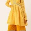 Dupatta From Yellow Digital Printed Alia Cut Sharara Suit After Six Wear