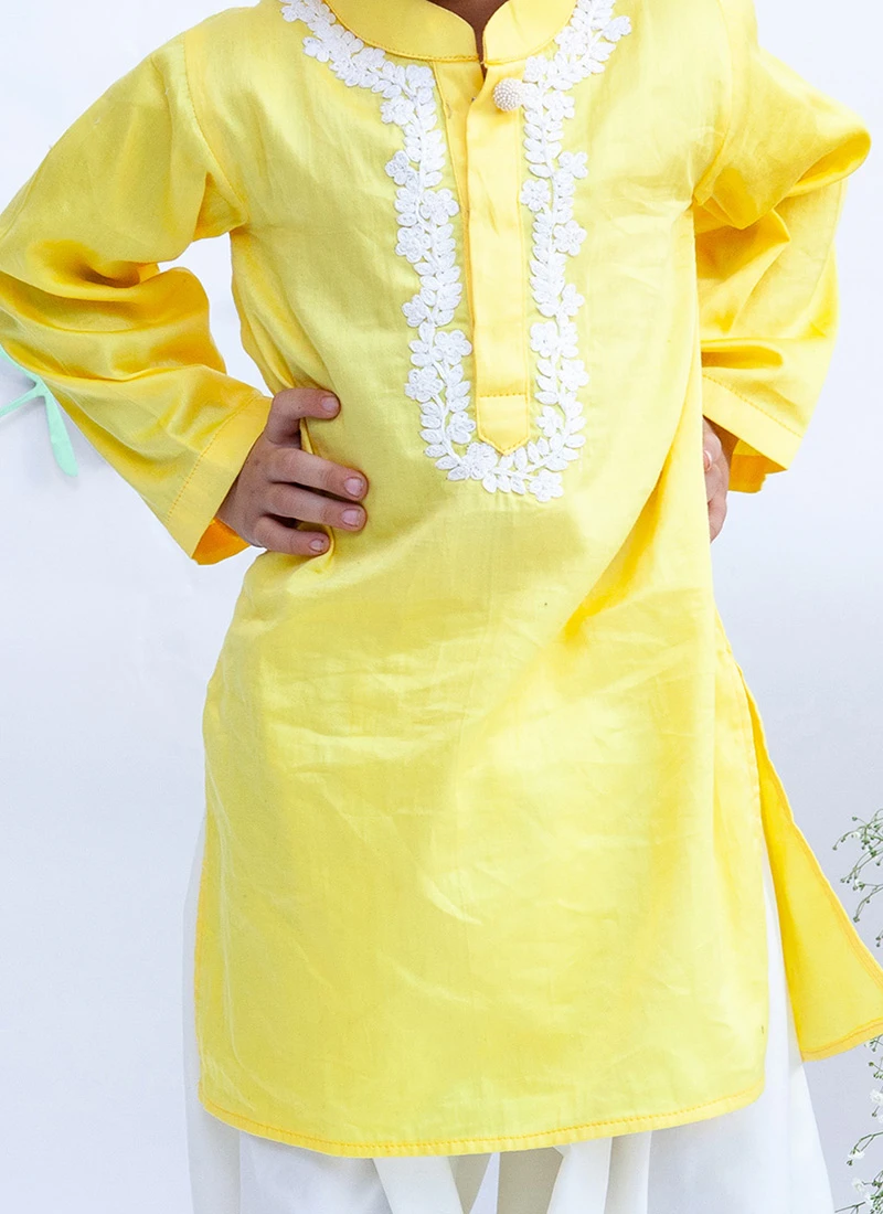 Yellow Dori Kurta Pyjama 1 Yellow Dori Kurta Pyjama