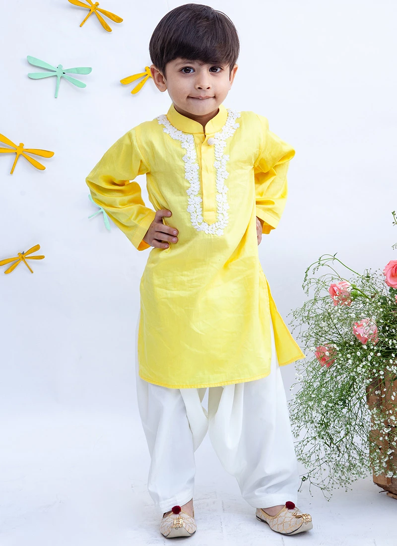 Yellow Dori Kurta Pyjama 2 Yellow Dori Kurta Pyjama - Image 2