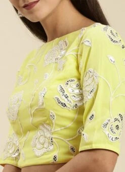 Yellow Embroidered Blouse N Peach Half N Half Saree Party Wear -C Bazaar Shop Yellow Embroidered Blouse N Peach Half N Half Saree SABS02108684 rrc1
