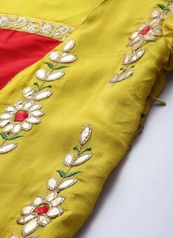 Yellow Embroidered Chinon Kurta Set Festive Wear 13 Yellow Embroidered Chinon Kurta Set Festive Wear -C Bazaar Shop Yellow Embroidered Chinon Kurta Set KSBS01911716 rrc3